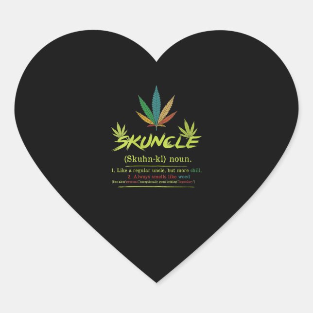 Womens Skuncle Definition Weed Smoking Uncle Funny Heart Sticker (Front)