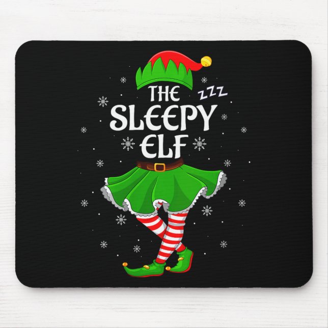Womens Sleepy Elf Christmas Family Girls Women Elf Mouse Pad (Front)