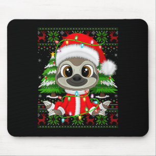 Womens Sloth Christmas Lights Santa Costume Ugly X Mouse Pad