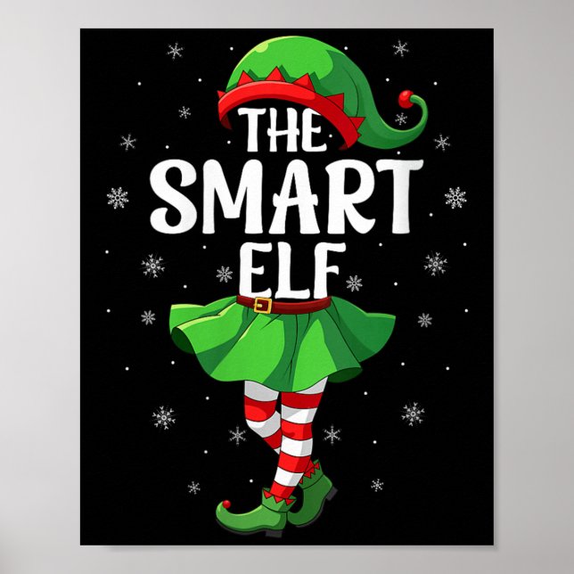 Womens Smart Elf Christmas Girls Women Elf Squad X Poster (Front)