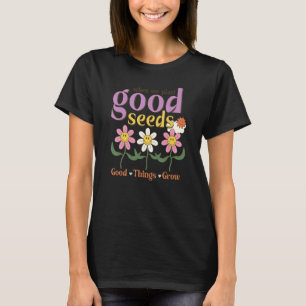 Womens Smile Face Flower Groovy 70s Cute Floral Fl T-Shirt