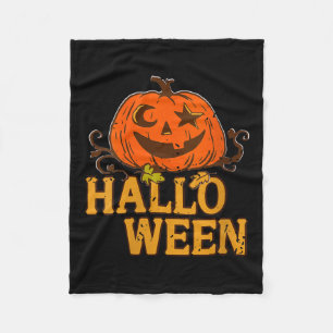 Womens Smiling Pumpkin Moon Star Eyes Halloween Hu Fleece Blanket
