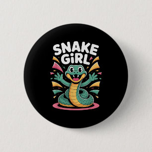 Womens Snake Girl Cute Happy Serpent Cartoon Desig 6 Cm Round Badge