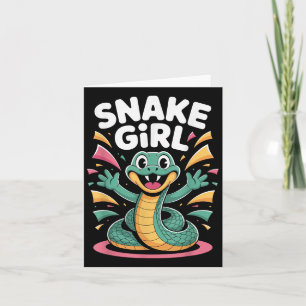 Womens Snake Girl Cute Happy Serpent Cartoon Desig Card