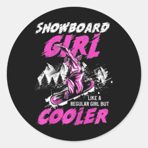 Womens Snowboard Girl Much Cooler Snowboarding Classic Round Sticker