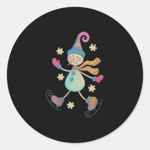 Womens Snowman Christmas 2025 Family Matching Funn Classic Round Sticker