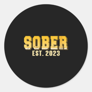 Womens Sober Est 2023 Recovery Journey Pride Miles Classic Round Sticker