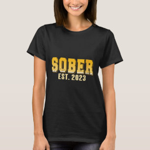 Womens Sober Est 2023 Recovery Journey Pride Miles T-Shirt