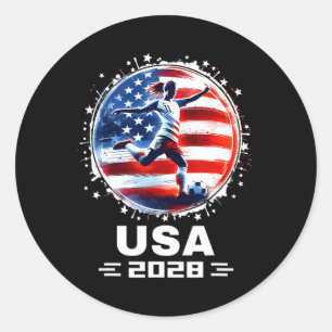 Womens Soccer American Flag Soccer Apparel Soccer Classic Round Sticker