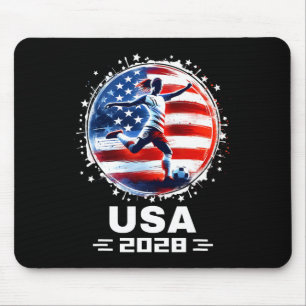 Womens Soccer American Flag Soccer Apparel Soccer Mouse Pad