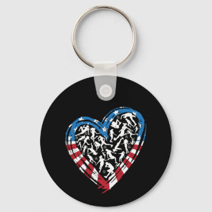 Women's Soccer Heart - USA American Flag Key Ring