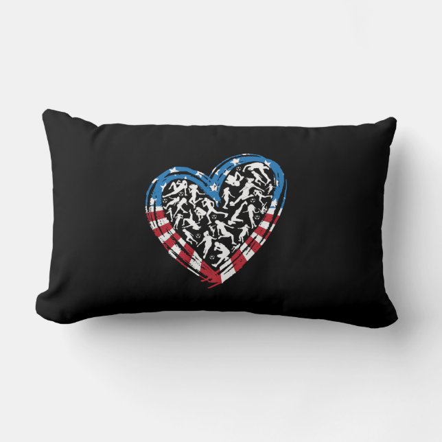 Women's Soccer Heart - USA American Flag Lumbar Cushion (Front)
