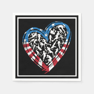 Women's Soccer Heart - USA American Flag Napkin