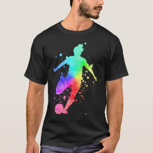 Womens Soccer Player Female Athlete Rainbow Color T-Shirt