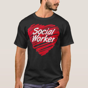 Womens Social Worker Heart For Psychologist School T-Shirt