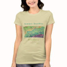 Women's Soft Cream T-shirt: Seashore Art / Text