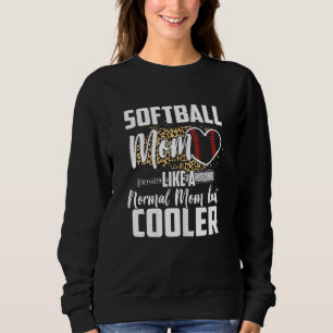 Womens  Softball Fan Leopard Cheetah Women Mum Sof Sweatshirt