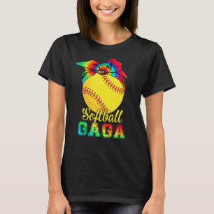 Womens Softball Gaga Tie Dye Softball  Mother's Da T-Shirt