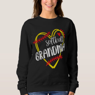 Womens Softball Grandma Grandmother Softball Heart Sweatshirt