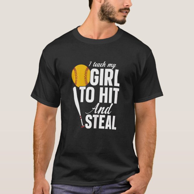 Womens Softball Mama I Teach My Girl To Hit And St T-Shirt (Front)