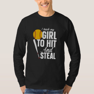 Womens Softball Mama I Teach My Girl To Hit And St T-Shirt