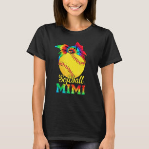 Womens Softball Mimi Tie Dye Softball  Mother's Da T-Shirt