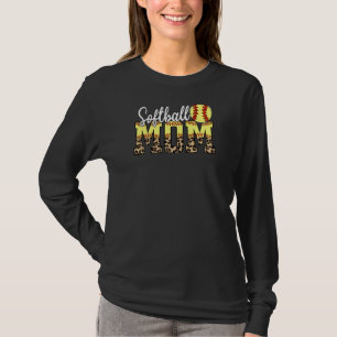 Womens Softball Mum Leopard Proud Mother's Day Pre T-Shirt