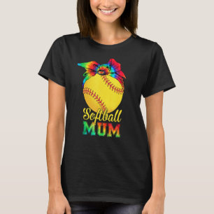 Womens Softball Mum Tie Dye Softball Mother's Day T-Shirt