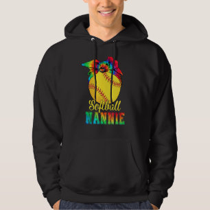 Womens Softball Nannie Tie Dye Softball Mother's Hoodie