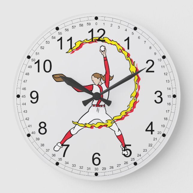 Womens Softball Pitcher Large Clock (Front)
