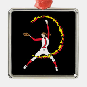 Womens Softball Pitcher Metal Ornament