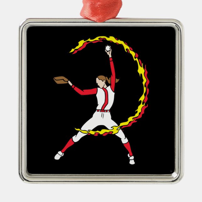 Womens Softball Pitcher Metal Ornament (Front)