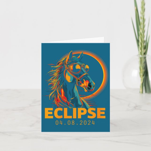 Womens Solar Eclipse Horse Eclipse Illustration Card (Front)
