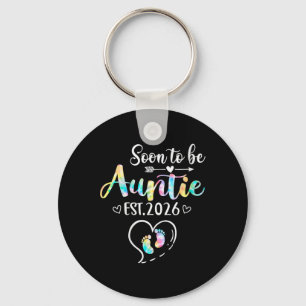 Womens Soon To Be Aunt Est 2026 For New Aunt V-nec Key Ring