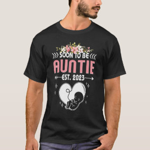 Womens Soon To Be Auntie 2023 First Time Auntie T-Shirt