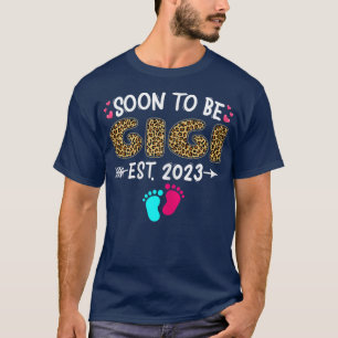 Womens Soon To Be Gigi 2023 Leopard Pregnancy Anno T-Shirt