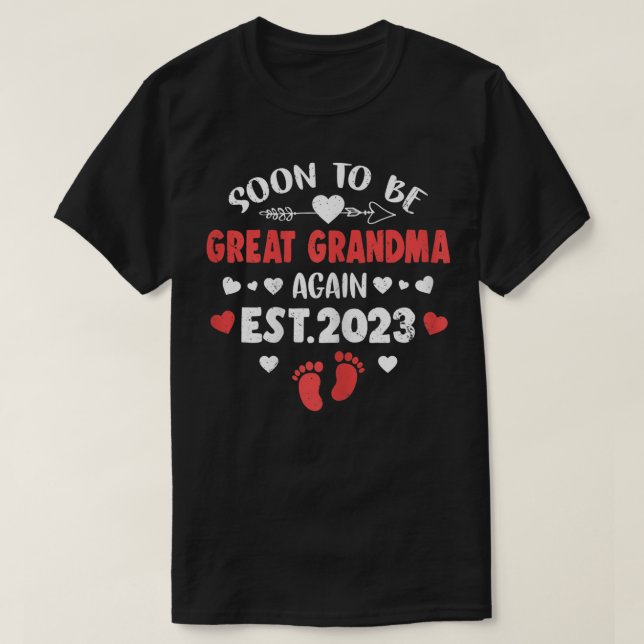Womens Soon To Be Great Grandma Again 2023 Promote T-Shirt (Design Front)
