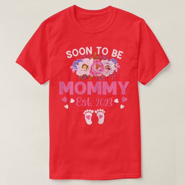 Womens Soon To Be Mommy Est 2023 Pregnancy Announc T-Shirt (Design Front)