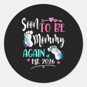 Womens soon to be mummy again 2026 mother's day classic round sticker