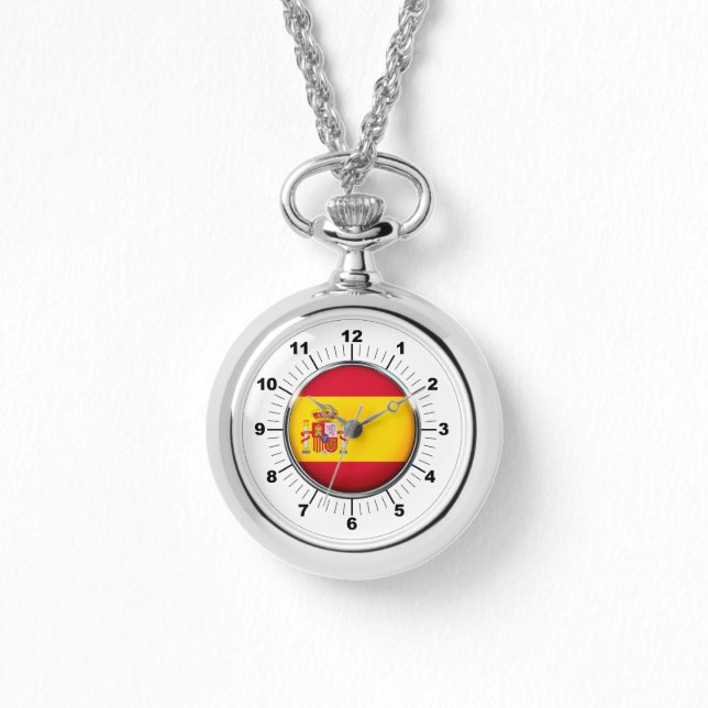 Women's Spain Flag Wraparound Silver Watch (Front)