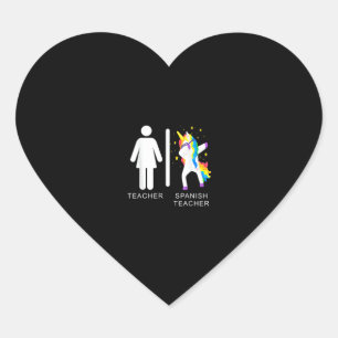 Womens Spanish Teacher Unicorn Dabbing funny spani Heart Sticker
