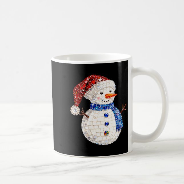 Womens Sparkly Rhinestone Snowman Pajamas Holiday  Coffee Mug (Right)