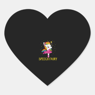 Womens Speech Fairy Funny Unicorn V-Neck T-Shirt Heart Sticker