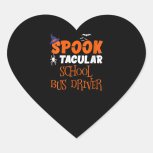 Women's Spooktacular School Bus Driver Funny Heart Sticker