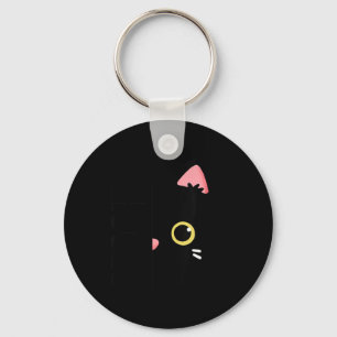 Womens Spooky Cute Black Cat Halloween Design Key Ring