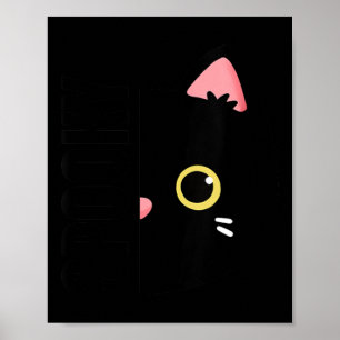 Womens Spooky Cute Black Cat Halloween Design Poster