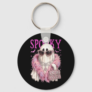 Womens Spooky Cute Glam Ghost Sungles Halloween Key Ring