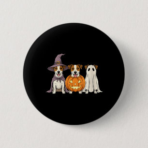 Womens Spooky Ghost Jack Russell Terrier Pumpkin 6 Cm Round Badge