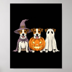 Womens Spooky Ghost Jack Russell Terrier Pumpkin Poster