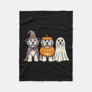 Womens Spooky Ghost Old English Sheepdog Pumpkin Fleece Blanket
